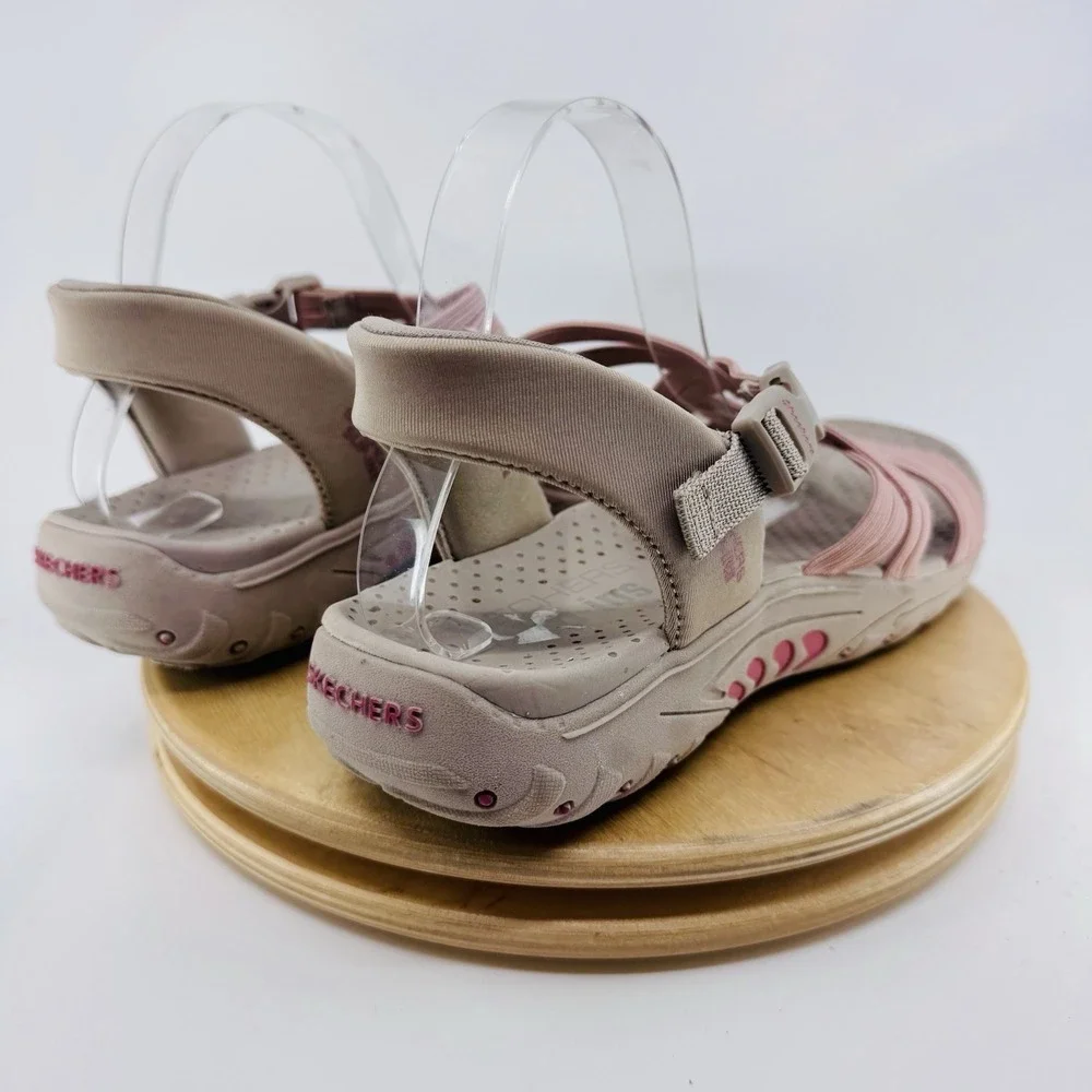 Skechers Reggae Slim Stretch Sandals Womens 11 Pink Taupe Comfort Sport slip in - Picture 5 of 7